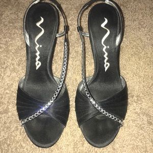 Black sling back heel